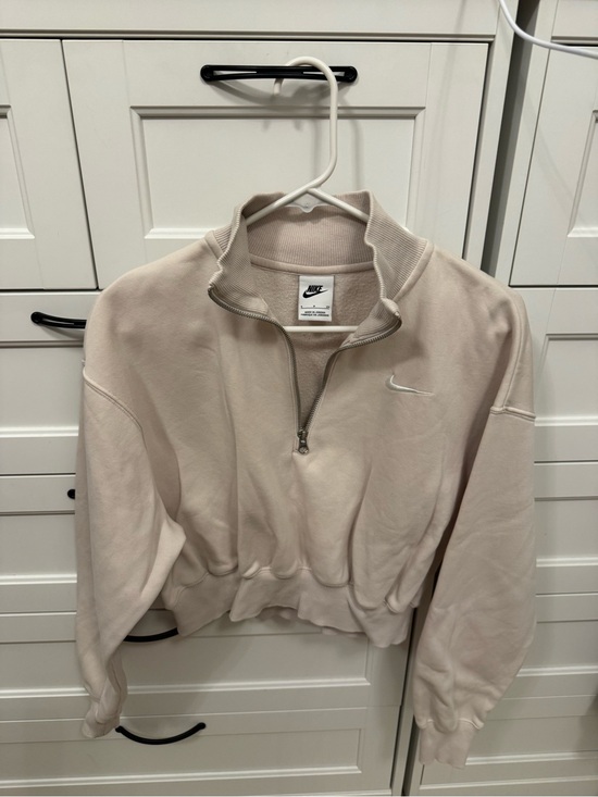 Nike Tops - Nike Women's Light Beige Half-Zip Cropped Turtleneck Sweatshirt-size sm